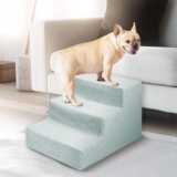 3 Step Dog Steps for Bed Pet Steps with Detachable Cover Non Slip Bottom Pet Stairs for Indoor Sofa Couch Bed (Gray, M, 3)