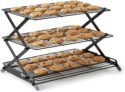 3-Tier Collapsible Cooling Rack, Adjustable Wire Baking Rack, Black
