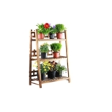 3-Tier Lightweight Wooden Plant Ladder with Trellis