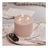 3 Wick Fluted Blush Pink TruGlow LED Candle