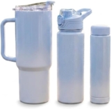 3-in-1 Drinkware Set Tumbler with Handle, Flip Top. Stainless Steel, Leak Proof, BPA Free