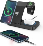 3 in 1 Foldable Wireless Charging Station for iPhone 17/Air/16/15/14/13/12/11/XS/XR/X/8, Wireless Charger Stand Compatible with iWatch Series 11 10 9 Ultra 3/2 SE 3/2, for Air Pods Pro/4/3/2