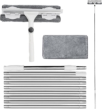 3.8M Window Cleaner with Long Handle Window Cleaning Equipment 2 in 1 Window Squeegee Cleaner Tool Kit Telescopic Glass Cleaning Window Washing Squeegee for Home, Shower Glass, Car