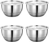 304 Stainless Steel Rice Bowl Set with Lids – 4pcs Thickened Anti-Scald Soup Bowls Kitchen Tableware