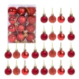30mm 12Pcs Red Shatterproof Christmas Tree Baubles