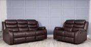 32 Seater Roma Manual Recliner Sofa Brown Leather Aire Reclining Lounge Suite