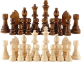 32PCS Wooden International Chess Pieces – No Board, Portable Tournament Staunton Chess Set