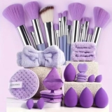 33pcs 33 pieces of professional makeup set includes 13 makeup brushes, soft and fluffy professional foundation make-up brush, face repair brush, powder brush, eye shadow brush, eyebrow b, Purple