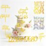 34PCS Happy Birthday Cake Topper, Cake Topper, Birthday Cake Topper, Gold Cake Decorations, PVC Cake Set with 0-9 Numbers, 10 Gold & 10 Silver Butterflies, 4 Happy Birthday Signs for Birthday Party We