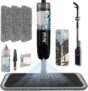 360 3-in-1 Microfiber Spray Mop for Floor Cleaning Dry Wet Dust Mop for Hardwood, Laminate, Tile & Wood Floors Large Capacity Bottle 3 Reusable Pads Scraper Holder Kitchen Multi-Surface