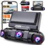 360 Dash Cam Front and Rear,4 Channel 2K Dash Cams for Cars,2K1080P3 Car Camera, Built-in Wi-Fi & APP, G-Sensor, 8 IR Lamps Night Vision, 64GB SD Card