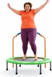 38 Foldable Fitness Trampoline for Adults, Adjustable Handle Rebounder, Mini Trampoline for Indoor & Outdoor Workout, 220 lbs Capacity with Foam Handle for All Levels