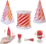 3D Printed Impossible Cone Fidget Toys Set, 3PCS Spiral Cone, Pyramid and Cylinder Passthrough Sculpture, Vortex Illusion Stress Relief Toys for Adults, Cool Desktop Decorations Gifts (Candy)