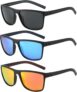 3PCS Unisex Polarized Sunglasses & Accessories UV400 Protection Rectangular Mens Women Sun Glasses Retro Eyewear for Outdoors Sports Golf Cycling Fishing Hiking
