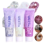 3Pcs Body Glitter Gel Set, Face and Body Gel Sequins Shimmer Liquid Eyeshadow, Mermaid Sequins Liquid Holographic Chunky Glitter