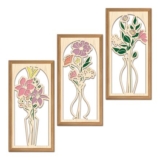 3Pcs Boho Flower Wooden Wall Art Set, Hanging Decor 8×16
