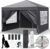3m x 3m Ez Pop Up Gazebo with 4 SideWalls, 4 Sandbags & 1 Wheeled Storage Bag, Outdoor Canopy Tent Portable One-Button Locking System Canopy for Commercial Events, Party, BBQ, Camping, Grey