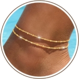 3pcs 925 Silver Ankle Bracelets for Women Gold Waterproof Non Tarnish Layered Stackable Dainty Plus Size Adjustable Anklets Summer Beach Vacation Jewelry Gift