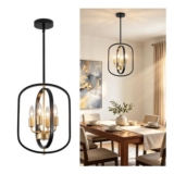 4-Light Black Gold Chandelier with Metal Shade, Modern, E14