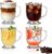4 Pack Glass Coffee Mugs Set with Handle, 480 ml /16 oz Classical Vertical Stripes Glass Tea Cup Clear Vintage Glassware Set Drinking Glasses Cups for Hot & Cold Beverages Latte Tea Milk Juice