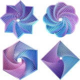 4-Pack Gradient Fractal Fidget Toy for Adults and Kids,3D Printed Hexagon Sensory Toys for Stress Relief, Spiral Visual Fidgets for Anxiety, Silent Office Desk Toys for Focus (Red Blue)
