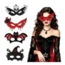 4-Pack Halloween Felt Masks: Skeleton, Bat, Witch, Spider