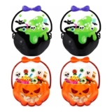 4-Pack Pumpkin Halloween Trick-or-Treat Gift Bags with Handles