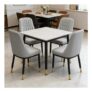 4 Pcs Dining Chairs Leather Padded Seat Metal Leg Kitchen