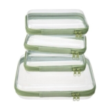 4-Piece Clear Zipper Pouches, Hard Shell Case, Travel Toiletry Bag