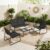 4-Piece Patio Conversation Sets,Garden Furniture Set with Loveseat,2 Chairs & Tempered Glass Table,Breathable Textilene and Steel Frame for Garden,Balcony,Backyard,Black (Black, 4PC)