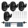 4-Piece Self-Adhesive Curtain Rod Holders, No-Drill, Black