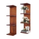 4-Tier Wall Shelf Unit, Vertical Floating Shelves, Walnut, 2-Pack
