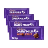4 X Cadbury Dairy Milk Whole Nut Bar, Whole Hazelnuts 120g
