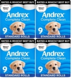 4 x Andrex Complete Clean Toilet Roll 2 Ply – 9 Toilet Rolls (£12.35 / £10.45 with S&S)