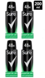 4 x Sure Men Quantum Dry/ Active/ Invisible Ice Fresh/ Women Invisible Pure/ Cotton/Bright 48h Antiperspirant Deodorant 200ml-Clubcard Price