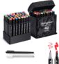 40 Colours Alcohol Markers,Art pens set for ArtistsBeginners or Adults colouring,Permanent Art Markers Perfect for Colouring,Highlighting,Anime and Manga Design