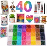 40 Colours Bedazzling Kit with Glue, 3mm Flatback Resin Rhinestones for DIY