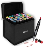 40 PCS Dual Tip Alcohol Marker, Professional Art Markers with Advanced Ink, Blending Markers for Artists, Students & Hobbyists, Vibrant Colors, No Bleed, No Fade