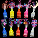 40 PCS Easter Party Favours Neon Glow Light Up Finger Lights Toys, Glow in The Dark Rave Accessories for Easter Party Basket Stuffers, Night Events & Festivals