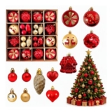 40 Pcs Red and Gold Christmas Baubles -6cm