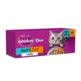 40 X 85g Whiskas Duo Wet Cat Food in Jelly, Surf & Turf