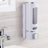 400ml Wall-Mounted Soap Dispenser Clear Window Hand Soap & Shower Gel Dispenser for Bathroom, Kitchen & Hotel Durable ABS Plastic Easy-Install Push-Button Pump