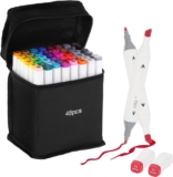 48 Colour Alcohol Markers Set – Dual Tip Permanent Alcohol Based Marker Pens for Colouring Drawing Graphic Sketch Manga Graffiti Art Double Ended Coloured Paint Markers Pen for Adults Kids Artist