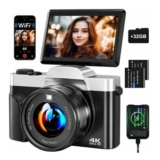 4K 64MP WiFi Vlogging Camera with Flip Screen for Webcam