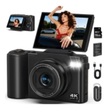 4K Digital Camera, 64MP UHD, 180 Flip Screen