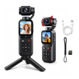4K Vlogging Camera with Rotatable Lens, 16x Zoom, 16GB Card