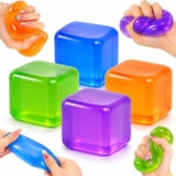 4PCS Cube Squishy Toys, Nice Ice Cube Stress Balls for Adults & Kids, Sensory Squeeze Fidget Cubes for Autism, Anxiety Relief, Focus, Hand Exercise & Stress Relief Toy (P) (P)