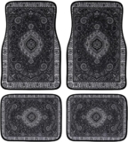 4PCS Vintage Floral Car Mats Set, All Season Polyester Fibre Car Floor Mats for Cars SUVs & Trucks, Non-Slip Fashion Car Interior Foot Mats Automotive Accessories