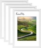 4Pack A4 Frame, Wooden A4 Picture Frames, Versatile White A4 Frame, Dual Orientation (Landscape/Portrait), Includes Stand & Wall Hooks – Wall Mount or Tabletop for Home, Office, Gallery