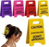 4Pcs Caution Overstimulated Hair Clips, Funny Warning Sign Large Claw Clips 4.33 /11cm Strong Hold Hair Accessories for Women Girls, Daily Party School Travel Hairstyling Tools for Thick Hair